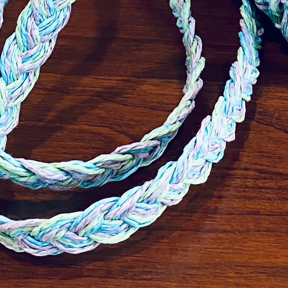 🌟HP🌟NWOT Boho Aqua & Wood Bead Toyo Straw Crossbody Bag by Cappelli Straworld - Picture 8 of 13